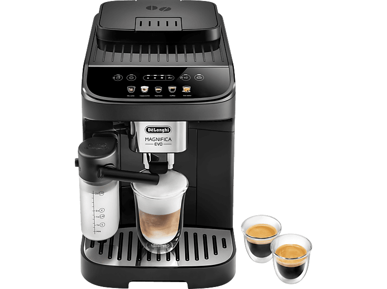 DELONGHI Magnifica Evo ECAM290.61.B - 4 Kaffeespezialitäten, 5 Direktwahltasten, cremiger Milchschaum, einfache Bedienung, Kaffeevollautomat Schwarz
