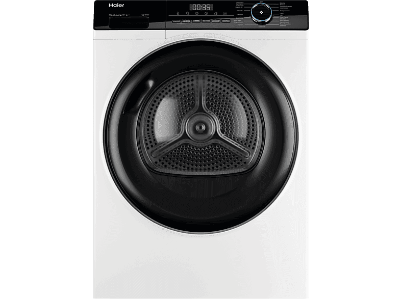 Secadora bomba de calor - Haier I-Pro Series 3 HD90-A3939-IB, 9 kg, 15 programas, Programa higiene, Filtro 3 en 1, Blanco