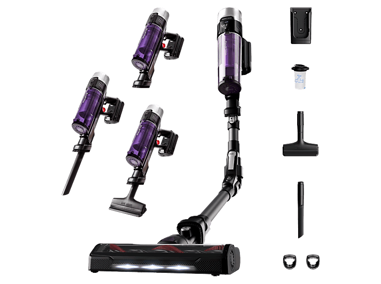Aspirador escoba - Rowenta RH2039WO X-Force Flex 9.60 Allergy, 200 W, 0.4 L, 45 min, Tecnol. Ciclónica, 3 modos, Multisuperficie, Ultraligera, Púrpura