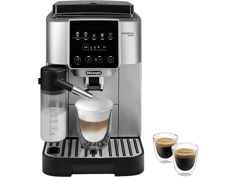 Cafetera superautomática - De'Longhi Magnifica Start Milk, ECAM220.80.SB, 1450W, 15bar, Molinillo integrado,Depósito leche,Táctil, Espumado automático