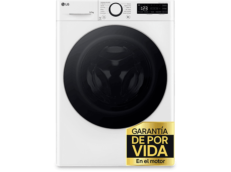LG Lavadora secadora - LG F2DR5S09A1W, 9 kg+5 kg, 1200 rpm, 12 programas, Blanco