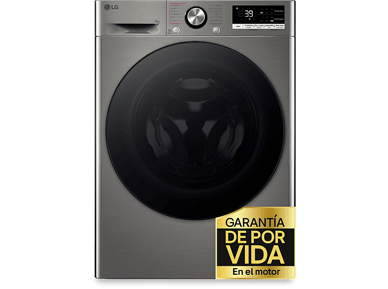 Lavadora carga frontal - LG F4WR7009AGS, Serie 700, 9 kg, 1400 rpm, 14 Programas, AI Direct Drive™, TurboWash™360˚, Inox