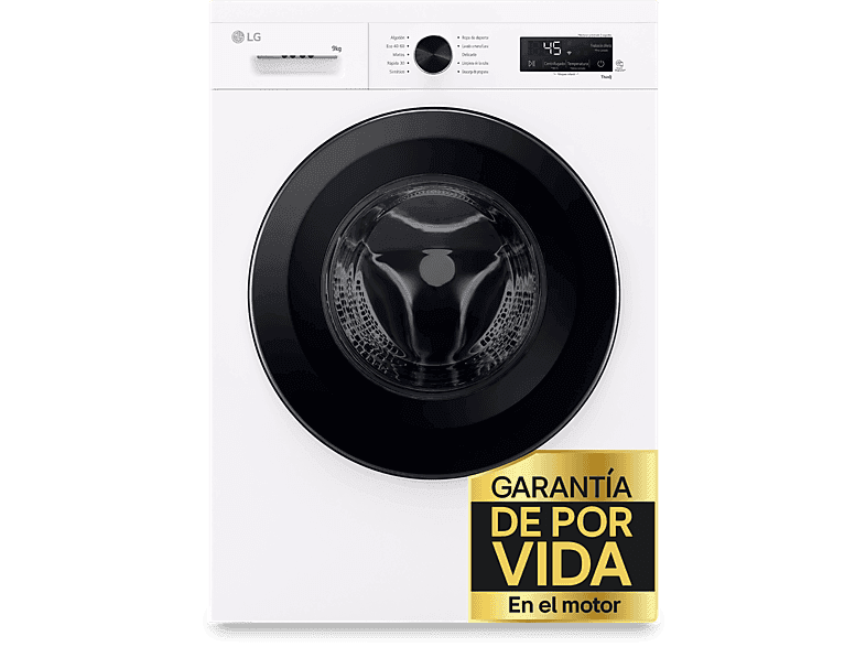 Lavadora carga frontal - LG F4X1009NWK, 9 kg, 1400 rpm, 10 programas, AI Direct Drive™, ThinQ™, Blanco Marfil