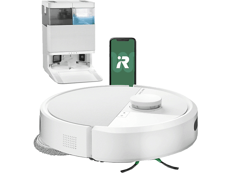 Robot friegasuelos - iRobot Roomba® Plus 405 Combo, 295 ml Depósito Polvo, 3l Depósito Agua Base, 3h Autonomía, Blanco