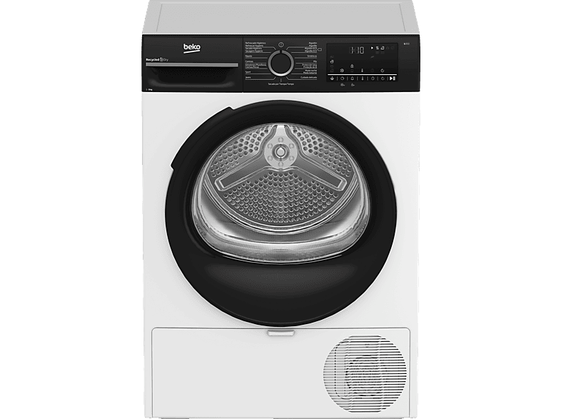 Secadora bomba de calor - Beko BM3T49240W, Motor ProSmart Inverter ,9 kg, 15 Programas, Display digital, Blanco