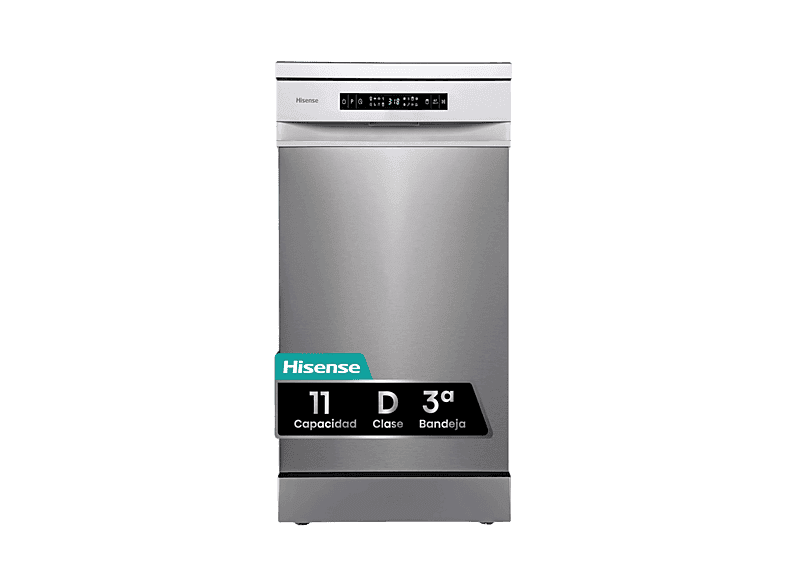 Lavavajillas - Hisense HS543D10X, 11 servicios, 8 programas , 44.8 cm, Motor Inverter, Tercera bandeja, Inox - Image 1