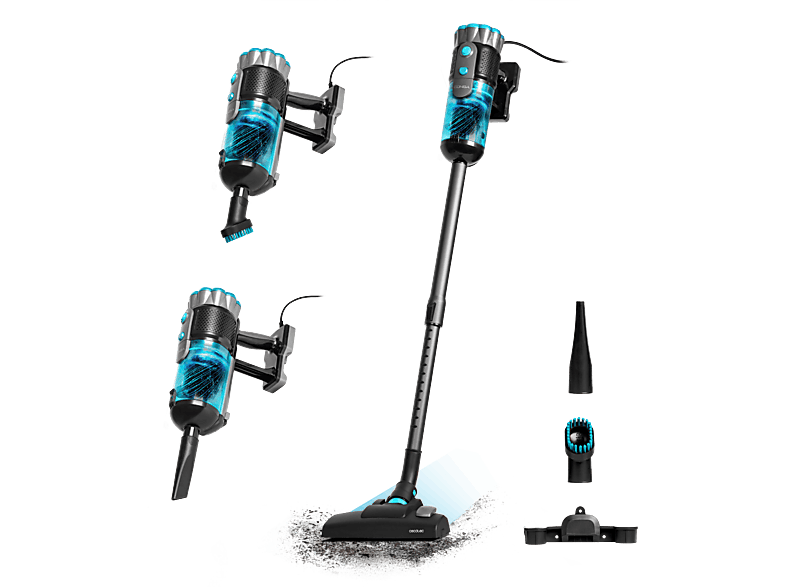 Aspirador escoba - Cecotec Conga PopStar 600 Vital, Con cable, Ciclónico, Sin bolsa, 600 W, 18 kPa, Radio acción 6 m, 500 ml, Negro
