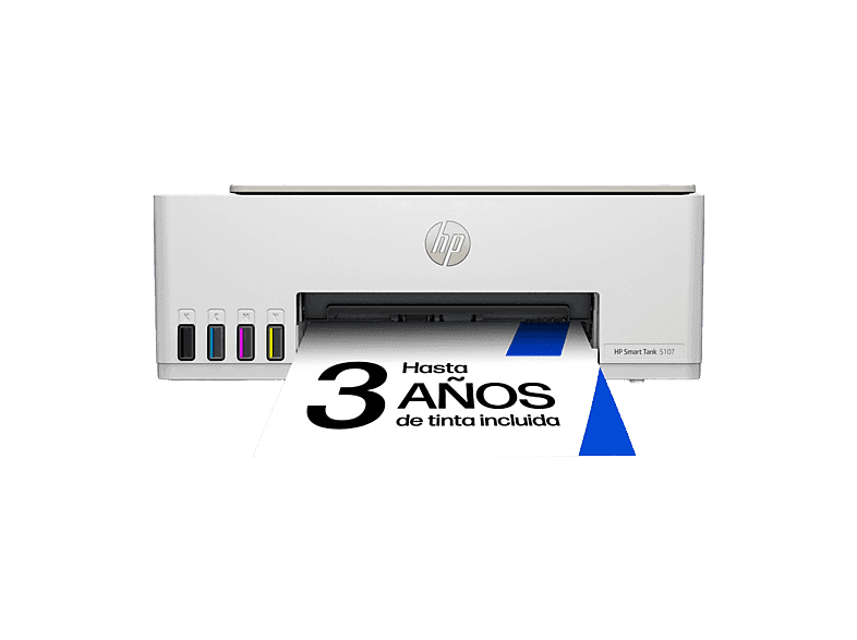 HP Impresora multifunción tinta - HP Smart Tank 5107, Smart Tank 5106 y 5108, Color, Con depósito de tinta recargable, Wi-Fi, Blanco