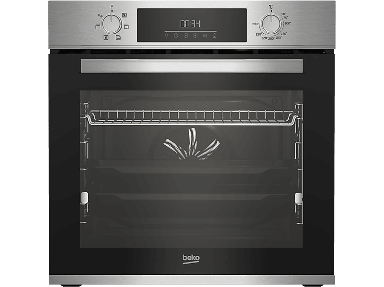 Horno - Beko BBIE123001XD, Multifunción, Tecnología Aeroperfect, Hidrólisis, 72l, 59.4 cm, 6 Funciones de Cocción, Pantalla LED, Inox