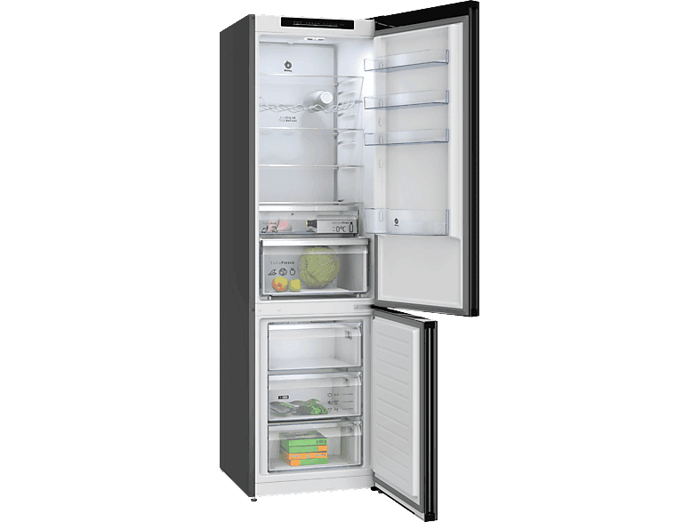 BALAY Frigorífico combi - Balay 3KFD855NI, Total No Frost, 203 cm, 363 l, Cristal Negro