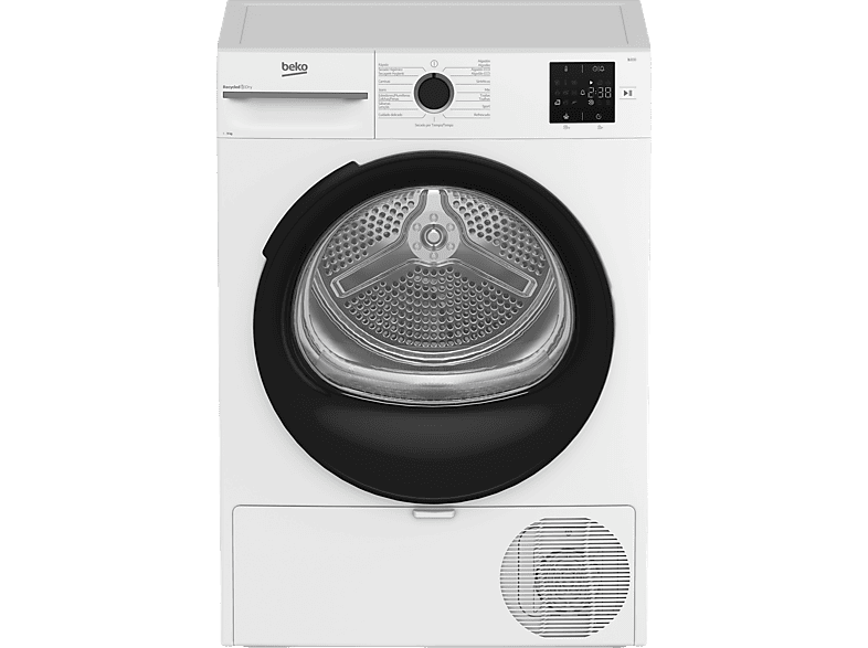 Secadora bomba de calor - Beko BM3T39220WB, 9 kg, 15 Programas, Optisense, Blanco