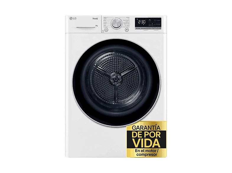 Secadora bomba de calor - LG RH90V9AV3N, 9 kg, 14 programas, Eco Hybrid™, ThinQ™, Blanco - Image 1