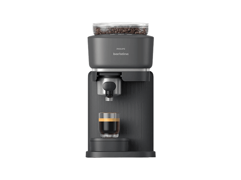 Philips Cafetera express - Philips Baristina BAR300/60, Molinillo cerámico, 16 bares, Café en grano, 4 programas, 1550 W, 1,2 L, 30s, IA, 72 dB, 3 años, Negro