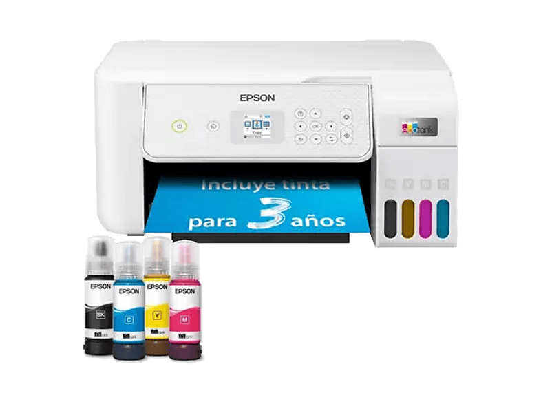 EPSON Impresora multifunción tinta - Epson EcoTank ET-2876, Serie 2870, Color, Tinta recargable, WiFi, Blanco