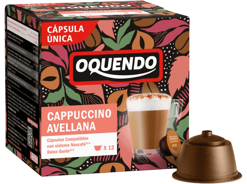 Cápsulas monodosis - Oquendo Cappuccino Avellana, 12 Cápsulas, Con sabor a avellana