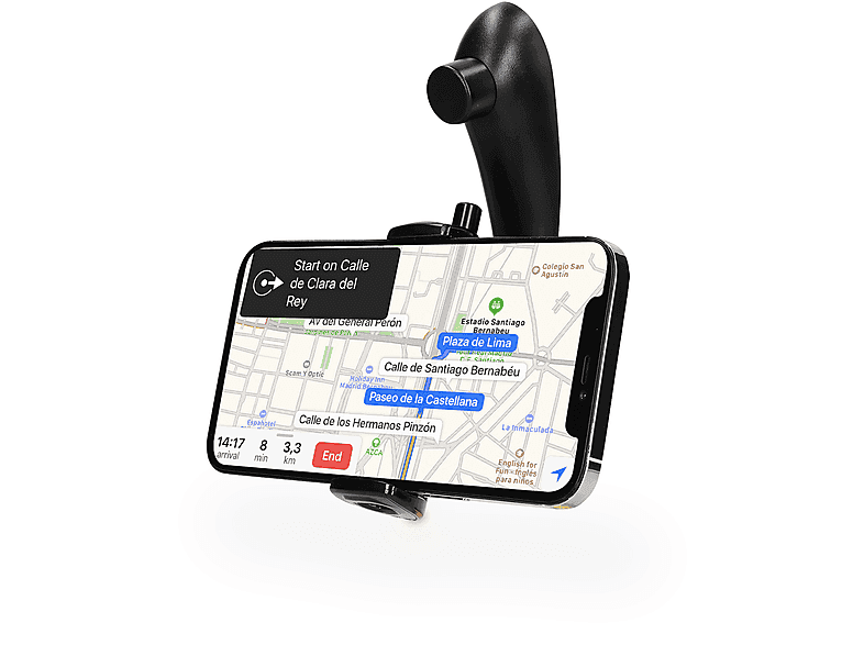 Soporte Universal Móvil para Coche - para Rejilla, Fijación Gancho KSIX, Negro