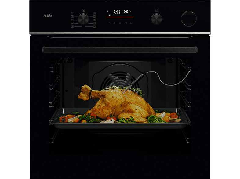 AEG Horno a vapor - AEG Serie 6000 V7PBR521SB, Integrable, Pirolítico, 72 l, 596 mm, Negro
