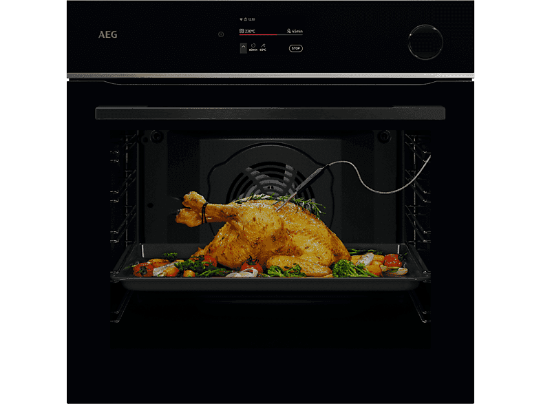 AEG Horno a vapor - AEG Serie 7000 TR7PB73FSB, display color, WiFi, sonda térmica, Integrado + Libre instalación, 72 l, 596 mm, Negro