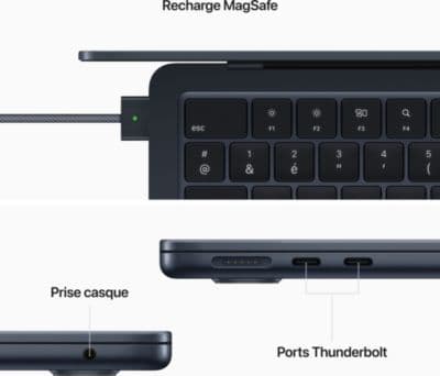 Ordinateur Apple MACBOOK Air 13' M2 8Go RAM 512Go SSD Minuit Reconditionné - Image 7