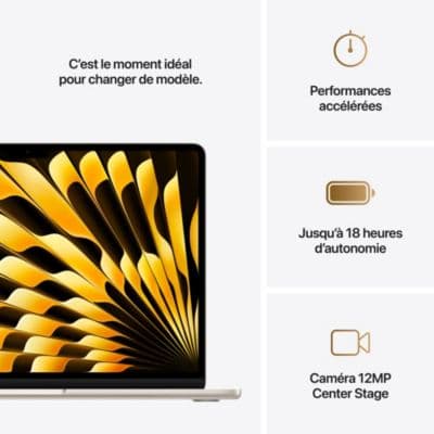 Ordinateur Apple MACBOOK Air 13' M4 CPU10 GPU8 16Go 256Go Lumière - Image 10