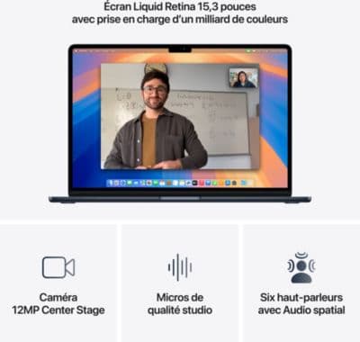 Ordinateur Apple MACBOOK Air 15' M4 CPU10 GPU10 16Go 256Go Minuit - Image 5