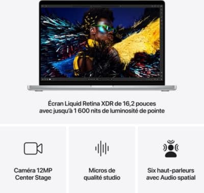 Ordinateur Apple MACBOOK Pro 16" Puce M4 Pro CPU 14 / GPU 20 cœurs Mémoire RAM 24Go Stockage 512Go SSD XDR Argent - Image 6
