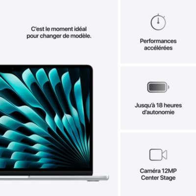 Ordinateur Apple MACBOOK Air 13,6" Puce M4 CPU 10 / GPU 10 cœurs Mémoire RAM 16Go Stockage 1To SSD Retina Argent - Image 10