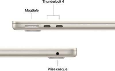 Ordinateur Apple MACBOOK Air 13" Puce M5 CPU 10 / GPU 8 coeurs Mémoire RAM 16Go Stockage 512Go SSD Lumière stellaire - Image 6