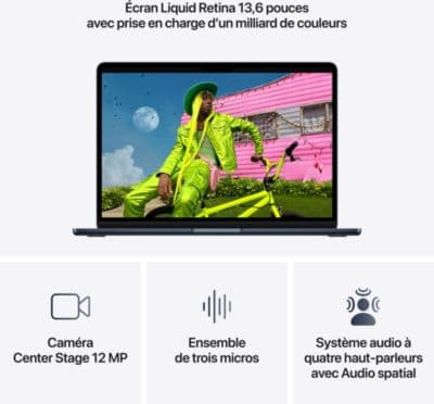 Ordinateur Apple MACBOOK Air 13" Puce M5 CPU 10 / GPU 8 coeurs Mémoire RAM 16Go Stockage 512Go SSD Minuit - Image 5
