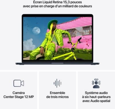 Ordinateur Apple MACBOOK Air 15" Puce M5 CPU 10 / GPU 10 coeurs Mémoire RAM 24Go Stockage 1To SSD Minuit - Image 5