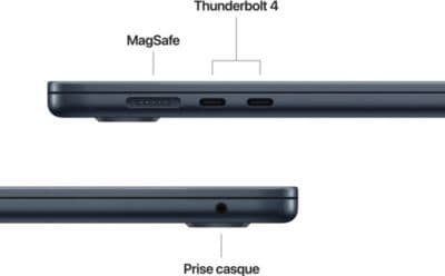 Ordinateur Apple MACBOOK Air 15" Puce M5 CPU 10 / GPU 10 coeurs Mémoire RAM 24Go Stockage 1To SSD Minuit - Image 6