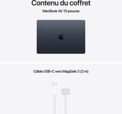 Ordinateur Apple MACBOOK Air 15" Puce M5 CPU 10 / GPU 10 coeurs Mémoire RAM 24Go Stockage 1To SSD Minuit - Image 9
