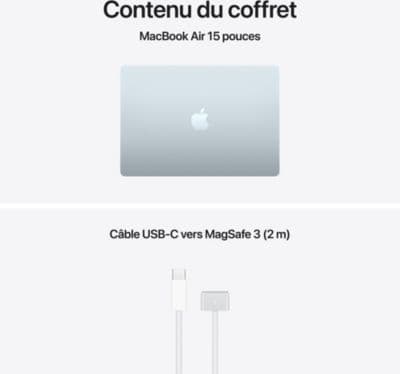 Ordinateur Apple MACBOOK Air 15" Puce M5 CPU 10 / GPU 10 coeurs Mémoire RAM 16Go Stockage 512Go SSD Bleu Ciel - Image 9