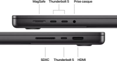 Ordinateur Apple MACBOOK Pro 16" Puce M5 Pro CPU 18 / GPU 20 coeurs Mémoire RAM 24Go Stockage 1To SSD XDR Noir sidéral - Image 7