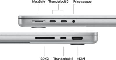 Ordinateur Apple MACBOOK Pro 14" Puce M5 Pro CPU 15 / GPU 16 coeurs Mémoire RAM 24Go Stockage 1To SSD XDR Argent - Image 7