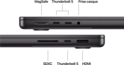 Ordinateur Apple MACBOOK Pro 14" Puce M5 Pro CPU 15 / GPU 16 coeurs Mémoire RAM 24Go Stockage 1To SSD XDR Noir sidéral - Image 7
