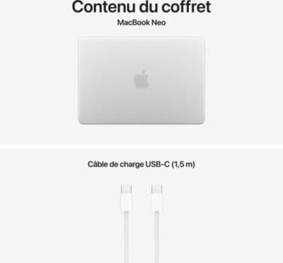 Ordinateur Apple MACBOOK Neo Puce A18 Pro CPU 6 / GPU 5 coeurs Mémoire RAM 8Go Stockage 256Go SSD Argent - Image 10