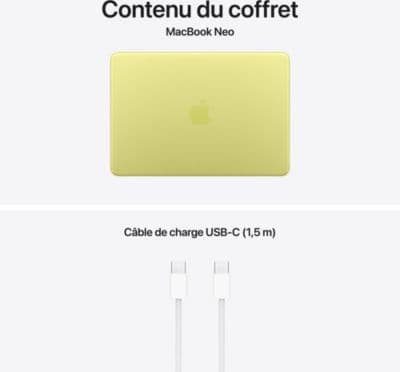 Ordinateur Apple MACBOOK Neo 13' A18 Pro CPU6 GPU5 8Go 512Go Jaune agrume - Image 10