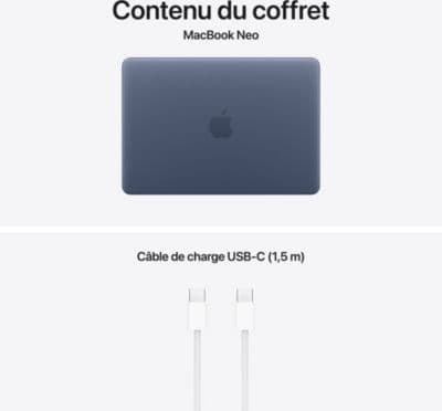 Ordinateur Apple MACBOOK Neo Puce A18 Pro CPU 6 / GPU 5 coeurs Mémoire RAM 8Go Stockage 256Go SSD Indigo - Image 10