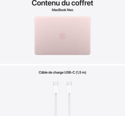 Ordinateur Apple MACBOOK Neo Puce A18 Pro CPU 6 / GPU 5 coeurs Mémoire RAM 8Go Stockage 256Go SSD Rose poudré - Image 10