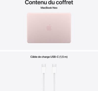 Ordinateur Apple MACBOOK Neo Puce A18 Pro CPU 6 / GPU 5 coeurs Mémoire RAM 8Go Stockage 512Go SSD Rose poudré avec Touch ID - Image 10