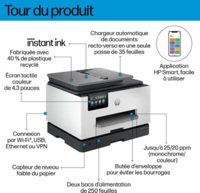 Imprimante jet d'encre HP OfficeJet Pro 9135e éligible Instant Ink - Image 3