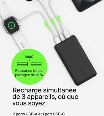 Batterie externe BELKIN 20000 mAh 15W USB-C et USB-A - Image 4
