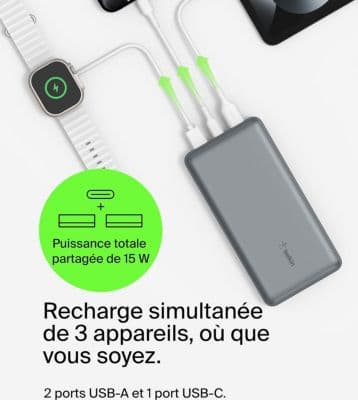 Batterie externe BELKIN 20 000 mAh grise - Image 3
