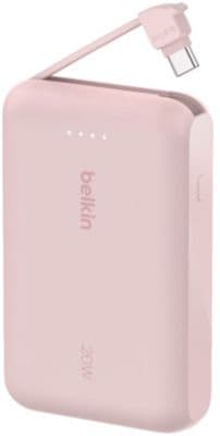 Batterie externe BELKIN 10000 mAh avec cable USB-C intégre pink
