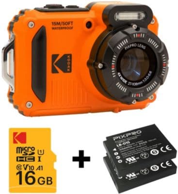 KODAK Appareil photo Compact KODAK WPZ2 Orange + 1 Batterie + Carte 16 Go
