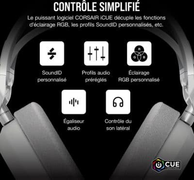 Casque gamer CORSAIR HS80 MAX Wireless blanc - Image 7