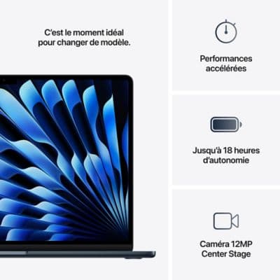 Ordinateur Apple MACBOOK Air 13,6" Puce M4 CPU 10 / GPU 8 coeurs Mémoire RAM 16Go Stockage 1To SSD Retina Minuit - Image 10