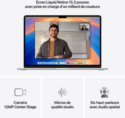 Ordinateur Apple MACBOOK Air 15" Puce M4 CPU 10 / GPU 10 cœurs Mémoire RAM 16Go Stockage 1To SSD Retina Argent - Image 5