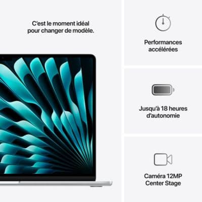 Ordinateur Apple MACBOOK Air 15" Puce M4 CPU 10 / GPU 10 cœurs Mémoire RAM 16Go Stockage 1To SSD Retina Argent - Image 10